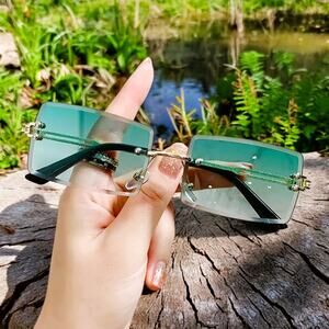 Sunglasses Men Green Gradient Fashion Eyewear